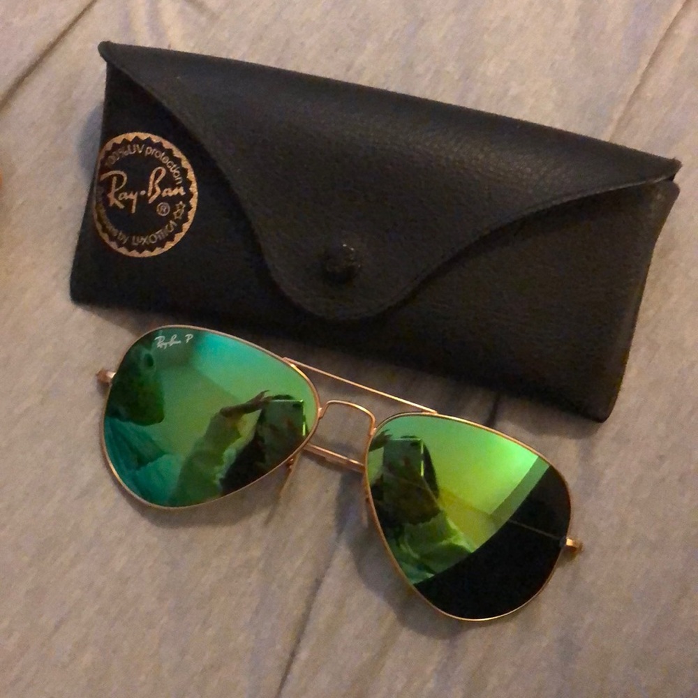 Ray bans polarized GREEN aviators